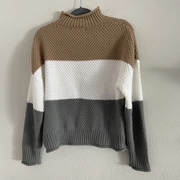 TECREW mock turtleneck knit colorblock sweater - Picture 2 of 4